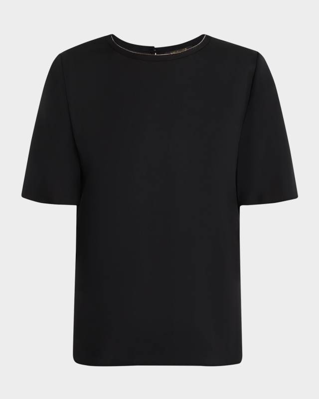 Sylvie Chain-Trim Crewneck Blouse